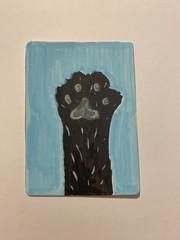 aceo original painting Black Cat Paw Acrylic