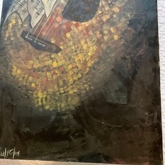 Abstract original hand painted PAINTING signed Collins guitar music