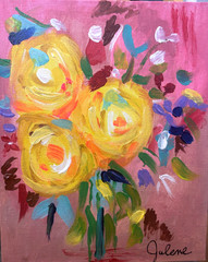 Justine: Original Painting Abstract Flowers 8×10 Home Decor