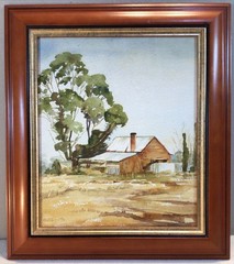 Artist G J Smith The Old Homestead Framed Watercolour Painting 1980s