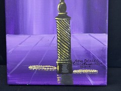 Original New Orleans Bourbon Street Lamp Painting Mardi Gras Beads Canvas Purple