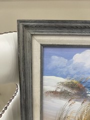 VTG Framed Oil Painting Ocean Seaside Seagulls Signed By Artist 12×13 1/4” OOAK