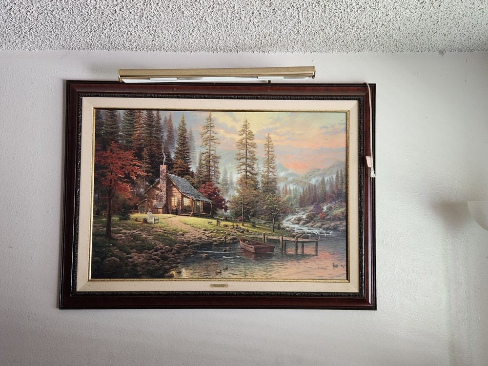 Thomas Kinkade painting framed a peaceful retreat beginning of a perfect evenin