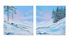 Original acrylic landscape duplex paintings long distance relations gift art