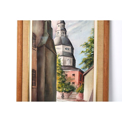 Vintage Annapolis State House Watercolor Signed Michelle Lemay Flesher