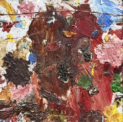 ANTQ French Provincial Artist’s Palette Double-Sided 3-D Impasto O/B Landscape!
