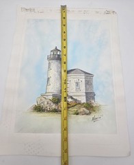 Dan Mancini Original Watercolor Painting Coquille River Lighthouse Oregon Signed