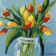 MONA VIVAR 8×8 Contemporary Expressionist Floral Original Acrylic Painting