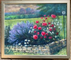 Flowerbed Garden Corner Natural Stone Wall 2002 Frame Monogram K.S Lavender Oil