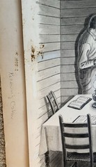 Appalachian Tennessee Artist Willard J Allen 2 Drawings Ink Jesus Flag Cat