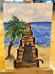 ACEO original watercolor 2.5in x 3.5in „Tropical Escape“ by Angel Rose
