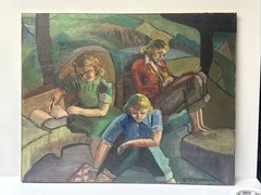 Antique Wpa Painting Portrait In The Study American Impressionist Sterinbach 30″