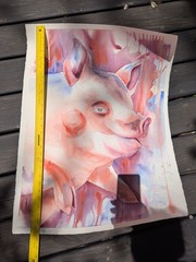 Animal Farm Original Watercolor Painting 22×30 Unframed
