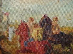 Ukrainian Soviet USSR oil Painting impressionism realism horse riders genre