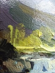 Summer nature Oil painting Original art Waterfall 6 x 4 inches