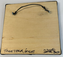 Barn Owls Painting on Wood „Together/Night“ Signed by Artist 2012 5″x5″ Original