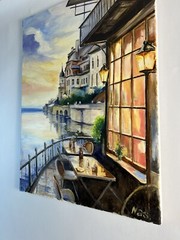 Venice City Landscape, OOAK painting oil, 18×24 inch, Handmade Gift, Home Decor