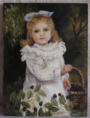 ORIG VINTAGE OIL PAINTING PORTRAIT BEAUTIFUL BLOND WOMAN GIRL FRAMED FOLK ART