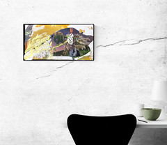 MY COUNTRY Orange Surfing Collage Monkey Painting – Steven Tannenbaum TAO-E