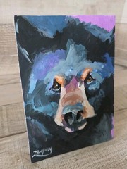 Original Art Marc Broadway Fine Art 5×7 BLACK BEAR FACE Colorful Fun