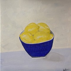 original Oil painting on canvas size 12×12 inches Lemons