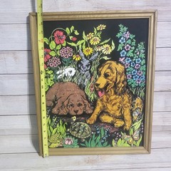 Paint/Color By Number Black Velvet Dogs Animals Flowers Framed 15.5″ X 19″