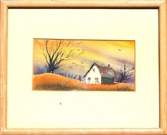 Windy day, original watercolor painting, artwork urban landscape cityscape