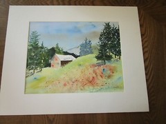 Signed & #d Original Watercolors By M.D. Amante, Barn Scene & #12/98 Teddy Bear