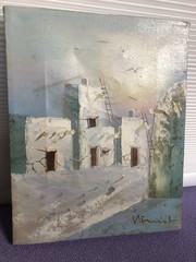 Southwest Pueblo Oil Painting On Canvas Signed by Artist K Mescal 10×8