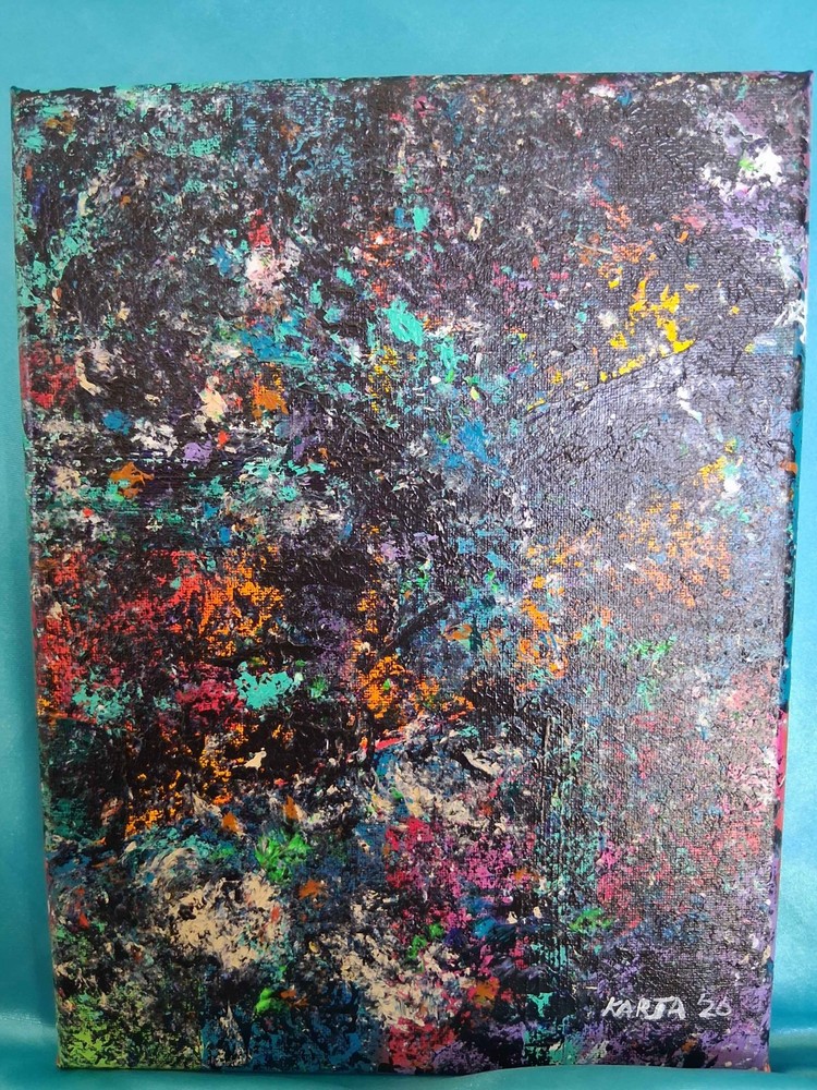 Color Scramble And Mash Abstract Original Acrylic Painting 9×12