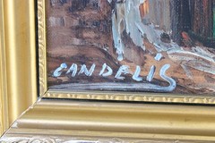 GAY CANDELIS VINTAGE IMPASTO OIL PAINTING CANVAS SIGNED SPANISH ARTIST CITYSCAPE