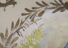 Antique Miniature Painting Girl in Gown reading in Garden signed M. Le Bliquie
