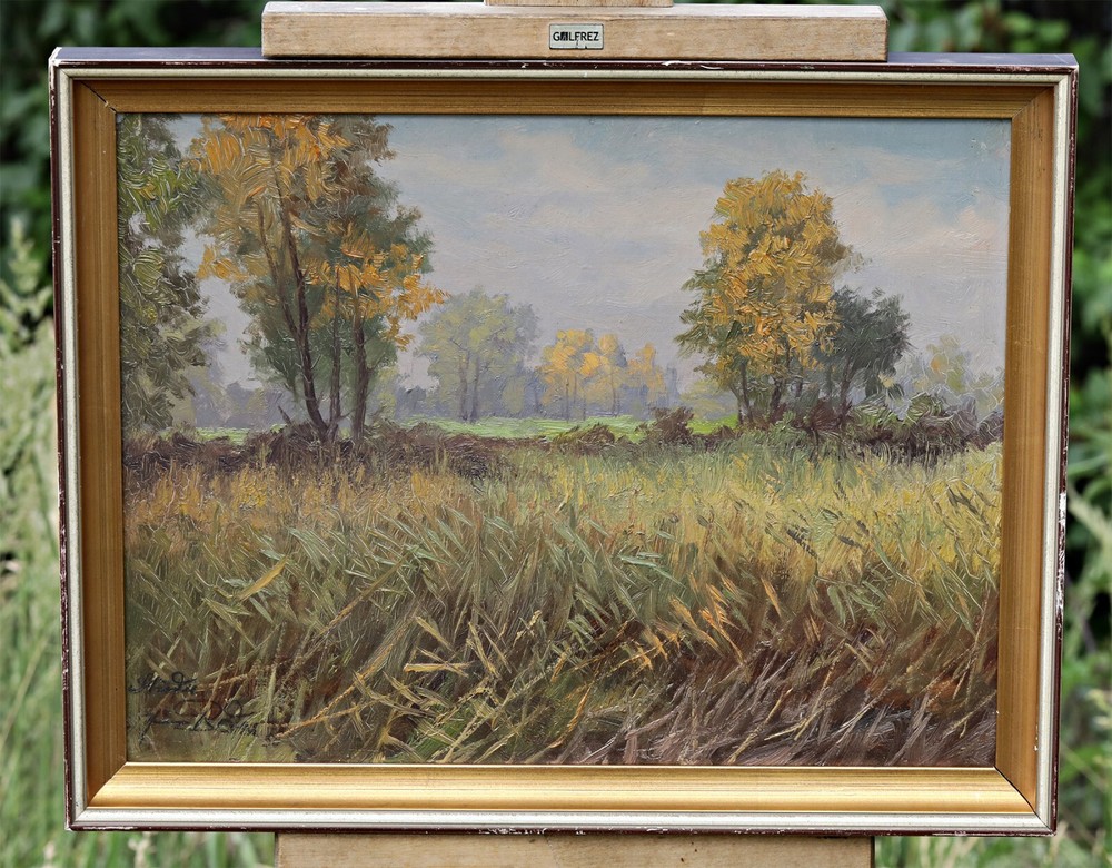Signed Oil Painting Heinz Roder Landscape With Meadow – Framed, OOAK