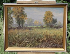 Signed Oil Painting Heinz Roder Landscape With Meadow – Framed, OOAK