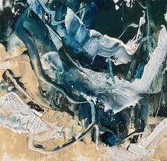 Bar Harbor Atlantic Ocean Abstract Oil Painting Set of 6 Modern Coastal Artwork