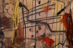Hans Walter Sundberg, Swedish artist. Mixed media on panel. Abstract composition