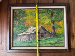 Original Signed R. Limardi Oil Painting Rustic Barn Autumn Landscape Framed