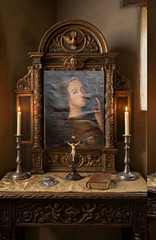 Antique Spanish Colonial Oil Painting — “Santa Susana” Virgin Martyr Original