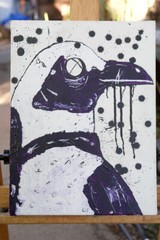 Original Painting Underground Graffiti “The Raven” Black, White & Purple Acrylic