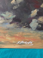 Jorge Romero vintage 80’s painting Campo y Flamboyanes -Puerto Rico Art Latin Am