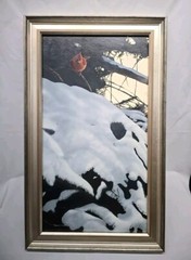 Raymond J Easton Acrylic / Board Painting Cardinal In Snow North American Birds