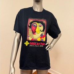 Gildan Black 2009 Edina Art Fair Tee with Colorful Abstract Face Design size M