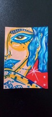 Tiny Art Club OOAK Art Card, Tattoo Girl Art By ESS22, 3.5 x 2.5 in., Unframed