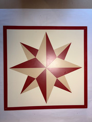 Quilt Square (24″ x 24″ x 1/8″) Hand Painted *RED STAR* Artwork (M3203)