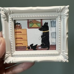 Print Of My Art Funny Dog cute,miniature Painting,small, framed