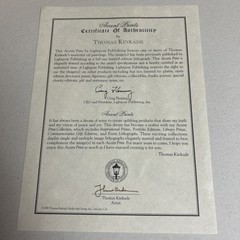 1999 Thomas Kinkade Open Gate Sussex Wall Art 14 1/2 x 12 1/2 Framed Certificate