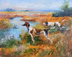 Painting „On the Hunt.“ Oil on hardboard. 8×10 inc. Handmade. 2026. Unframed.