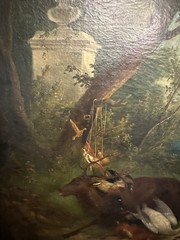 Desportes Oudry Old Oil on Canvas Dead Game Nature in Landscape 60×73