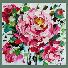 original oil painting Rose pink flowers artwork Floral small wall art 6*6 inch