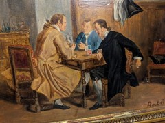 Antique Painting Pub Scene Signed Roybet 1840-1920 ?Att .To